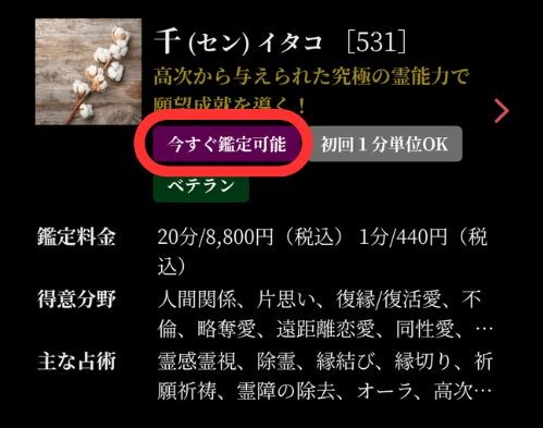 【今すぐ鑑定可能】の占い師を選ぶ