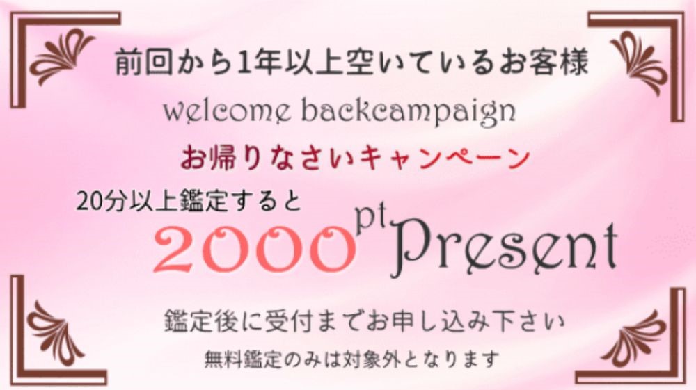 お帰りなさいキャンペーンで2000ポイント